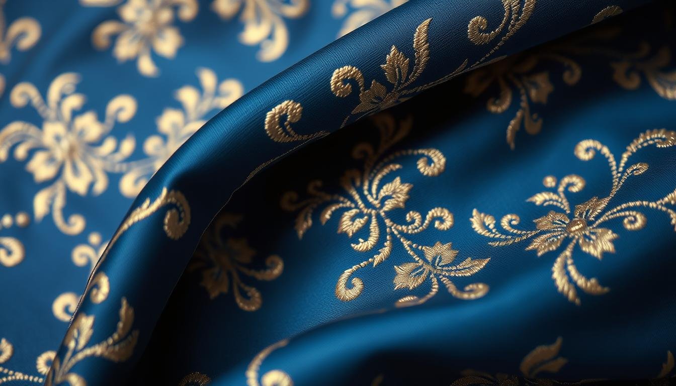 Medieval Blue Italian Satin Faille Fabric