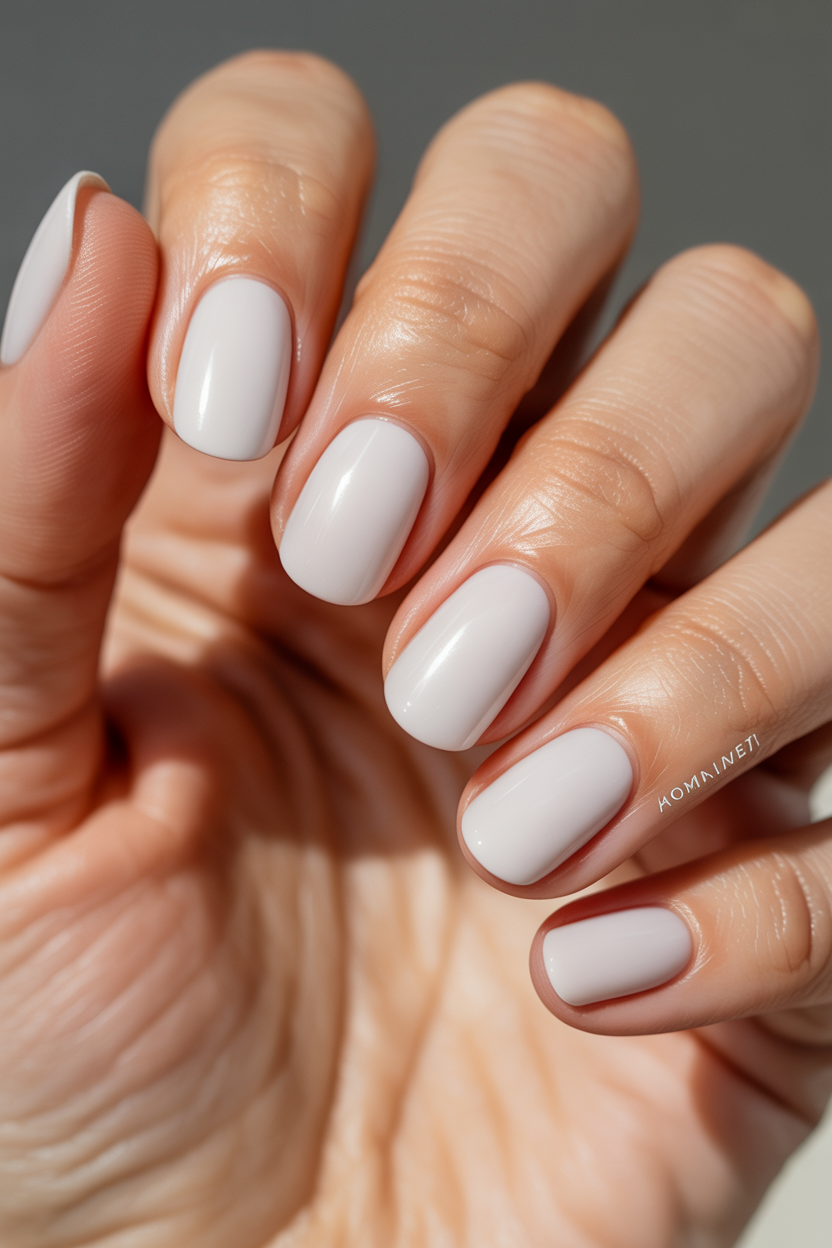 Classic Milky White nail design — Sheer-to-opaque white across all ten.