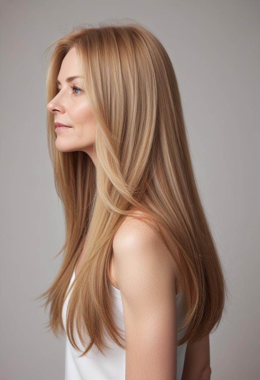 Long V-cut layers — Long layered hair cut into a subtle V-shape at the back so the lengths naturally fall into a flattering shape.