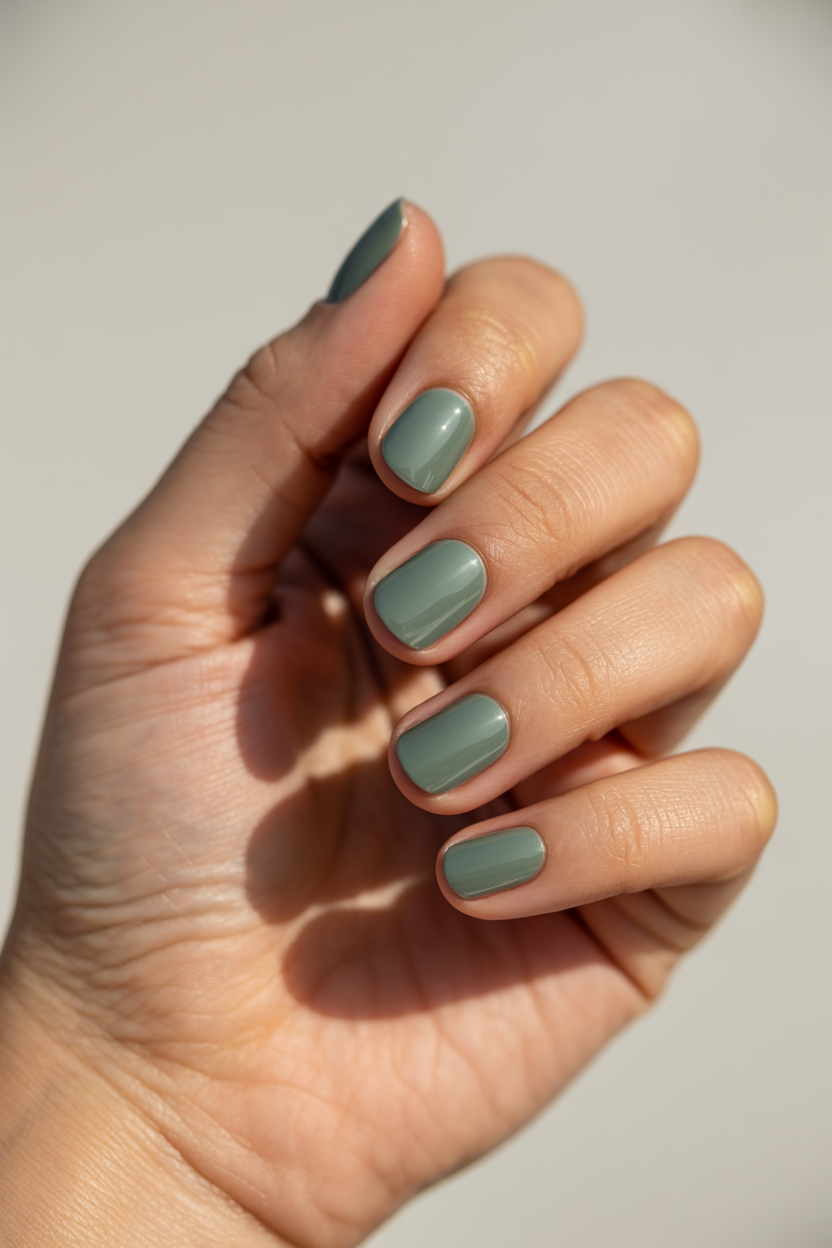 Short Sea Glass nail design — Translucent shades read beautifully at short length because you can see the whole nail through them.