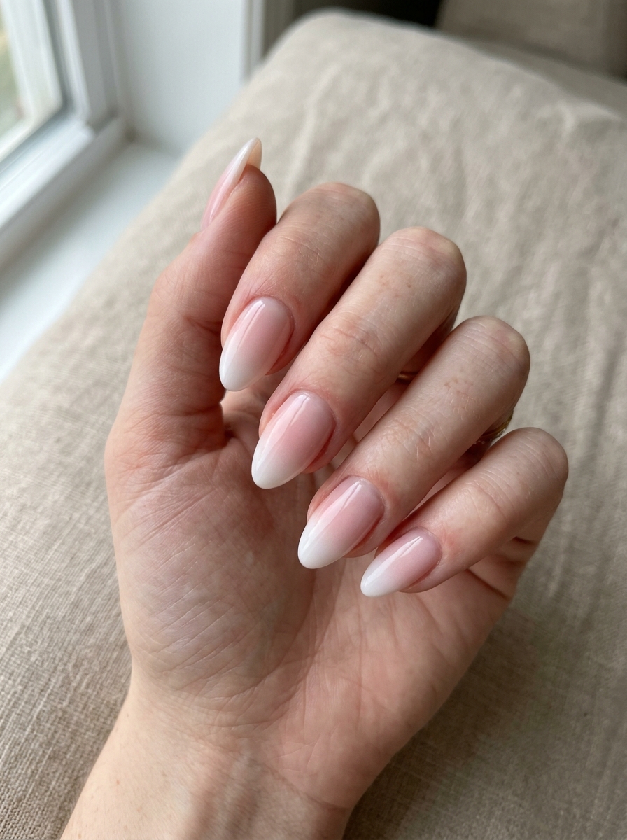 Ombré French - almond french tip nails
