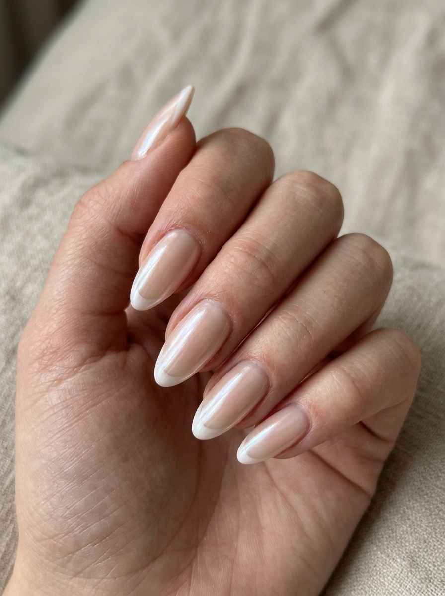 Glazed Donut French - almond french tip nails