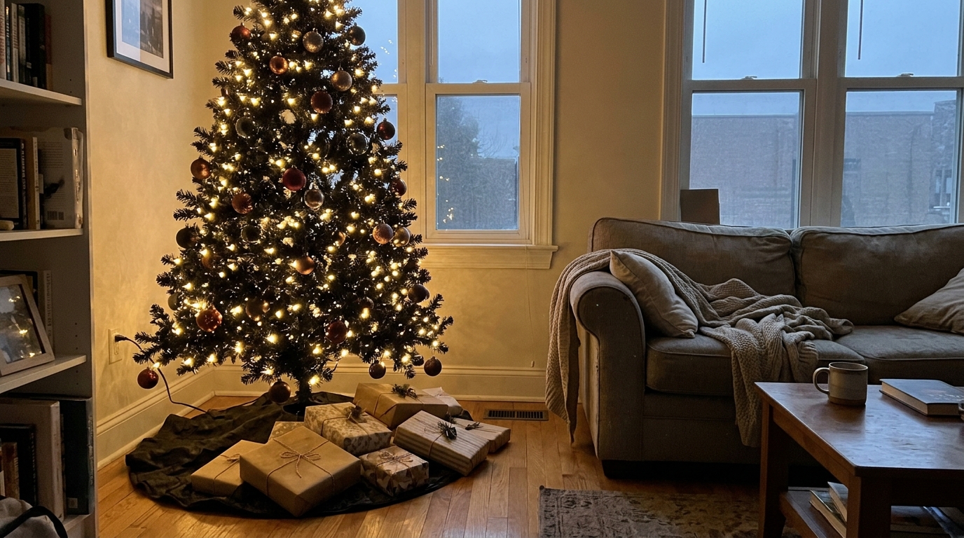 Black Tree With Warm Fairy Lights