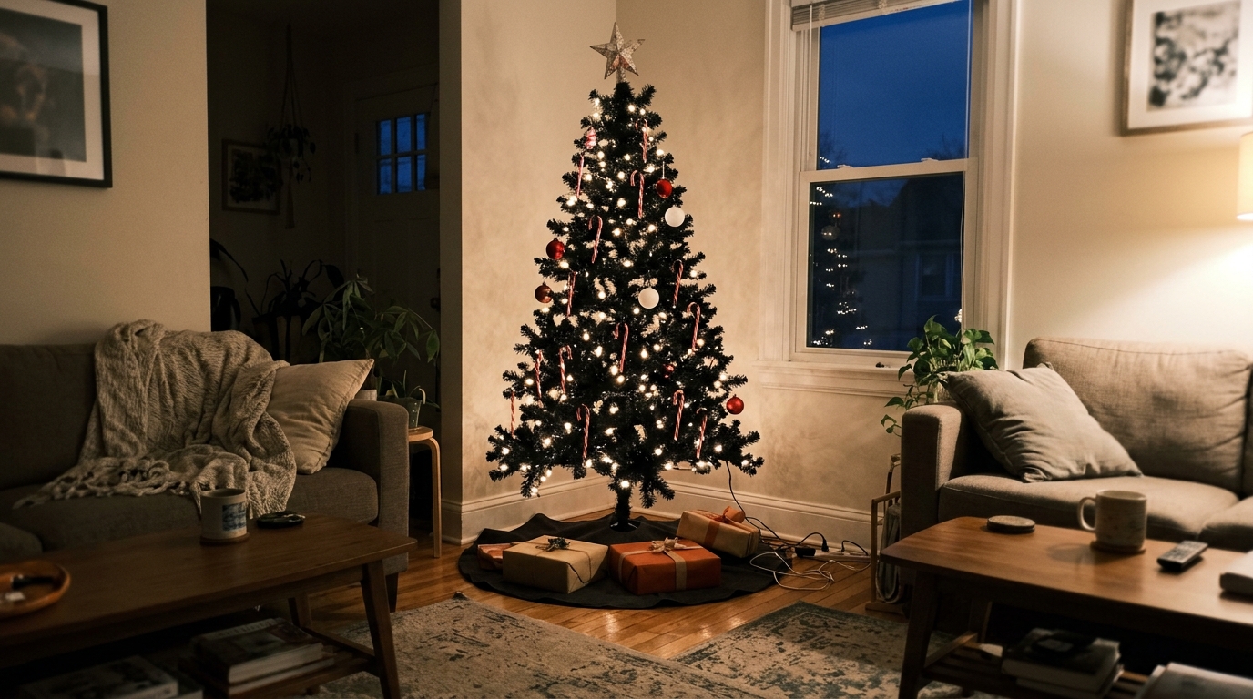 Black Tree With Candy Cane Stripes
