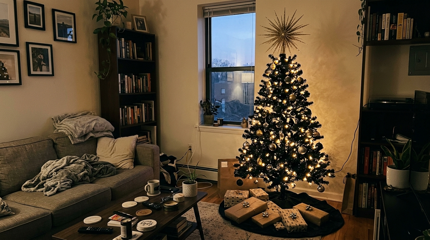 Black and Gold Star Topper Tree