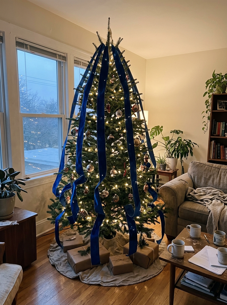 Blue Velvet Ribbon Tree