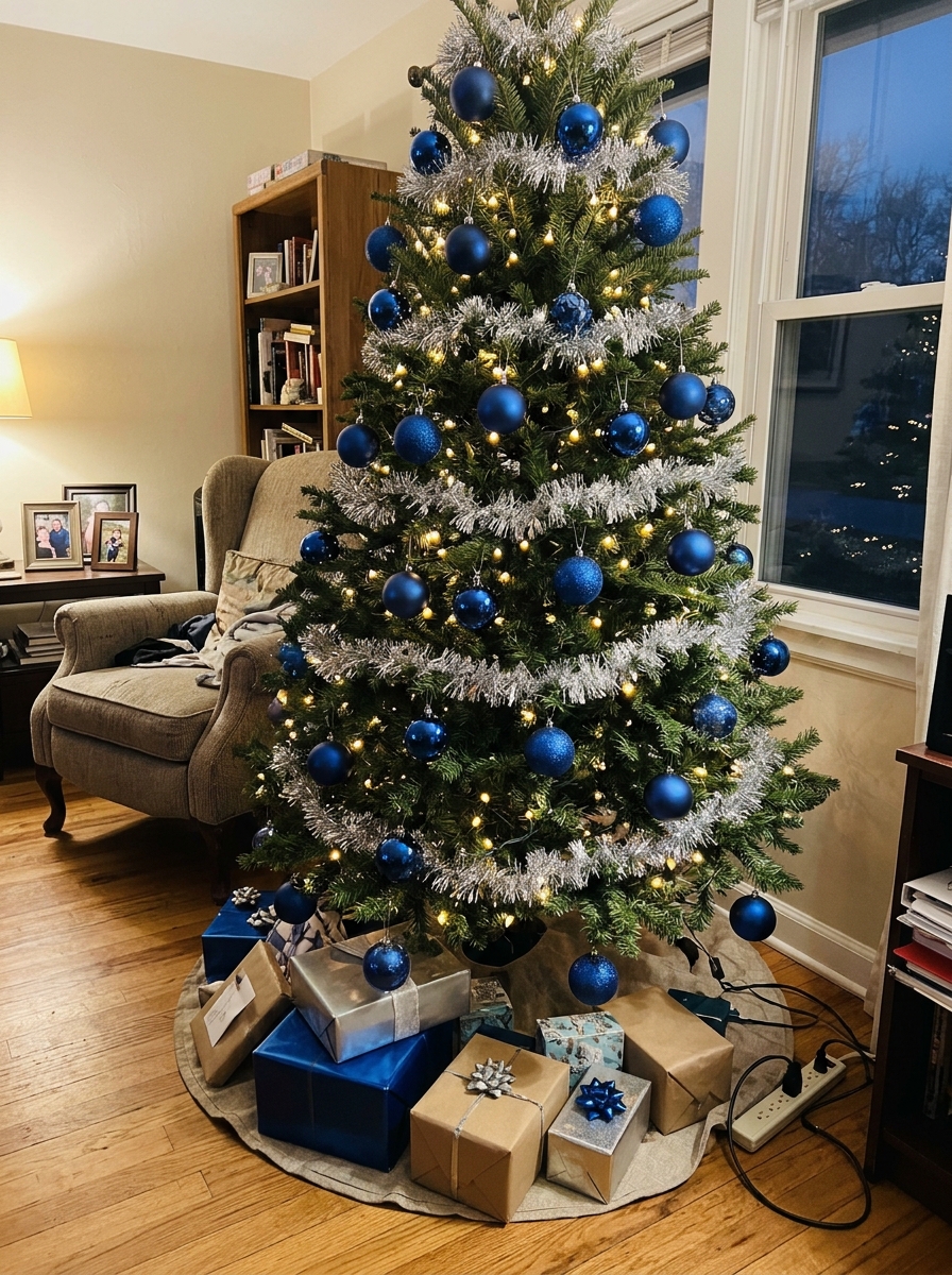 Royal Blue and Silver Tree