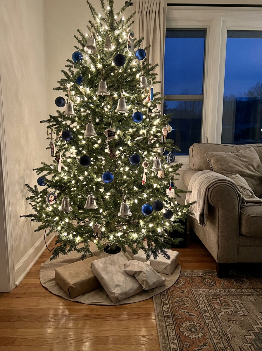 Blue Tree With Silver Bells
