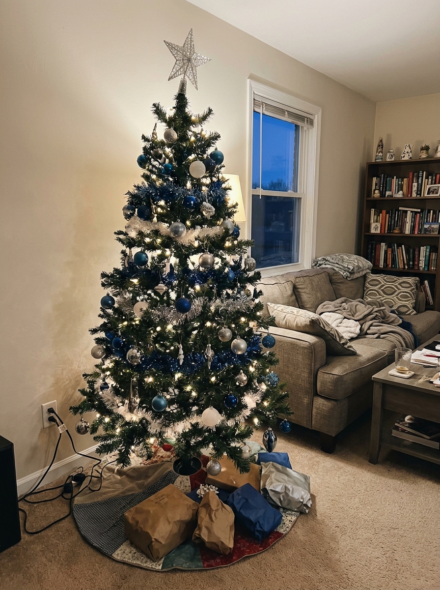 Blue Tree With Star Topper