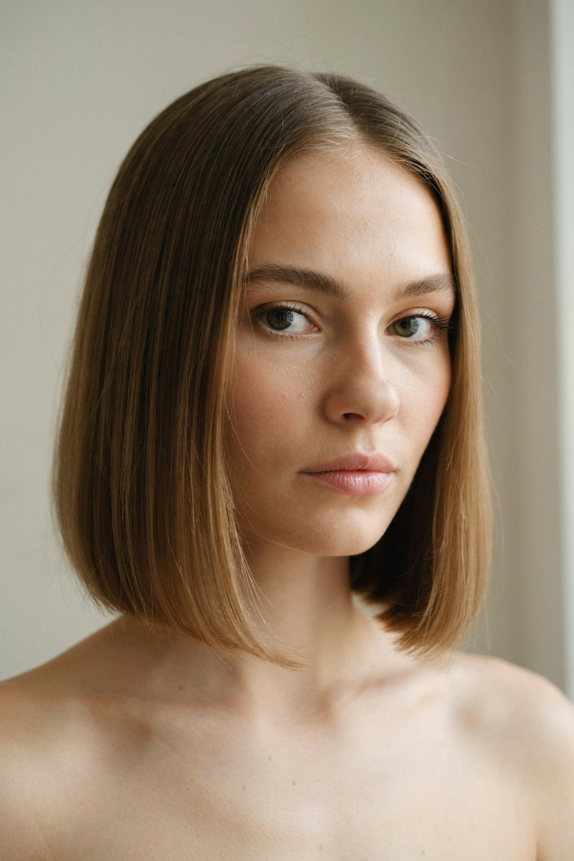 Blunt lob on fine, thin hair
