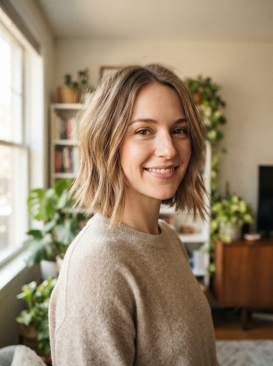 Textured bob with soft ends for fine thin hair