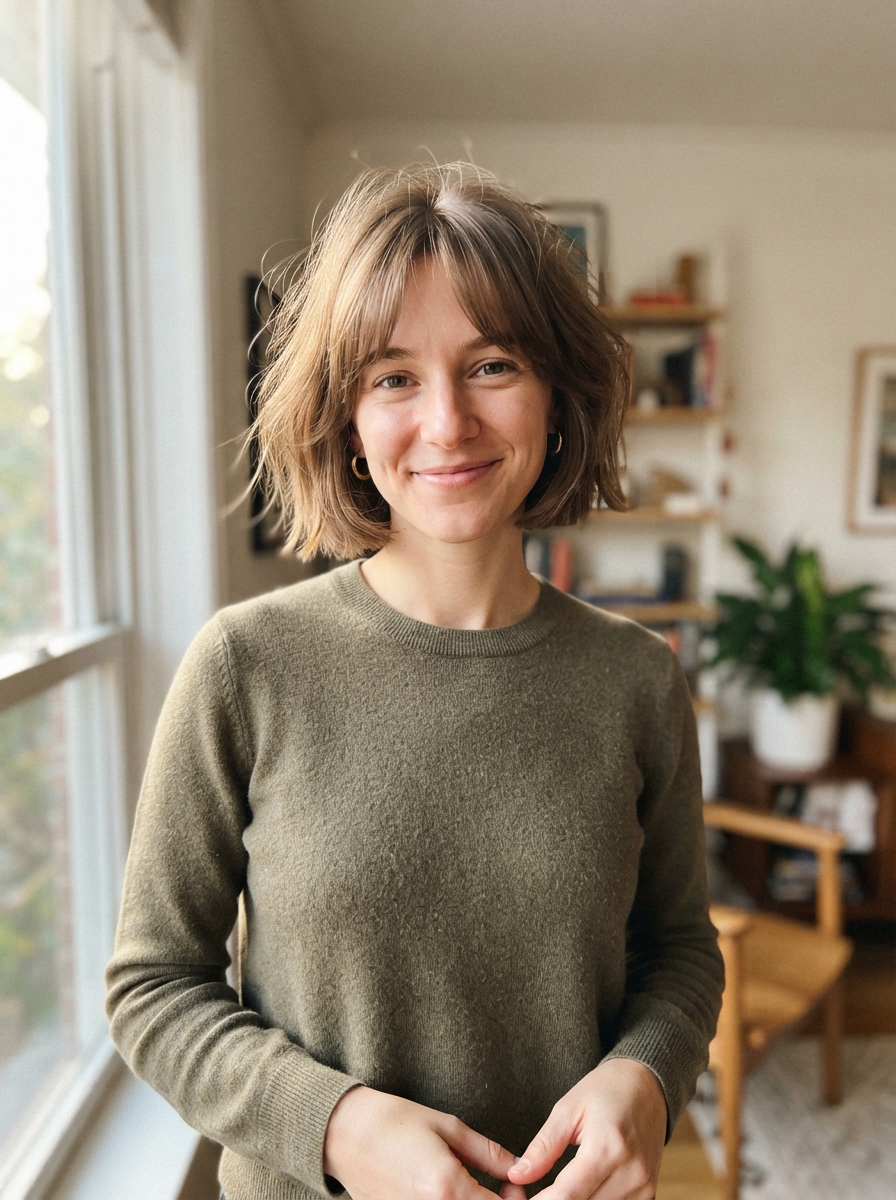 Bob with curtain bangs for fine thin hair