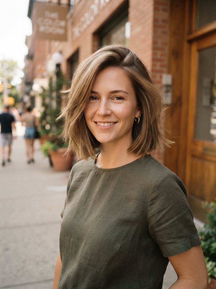 Deep side-part bob for fine thin hair