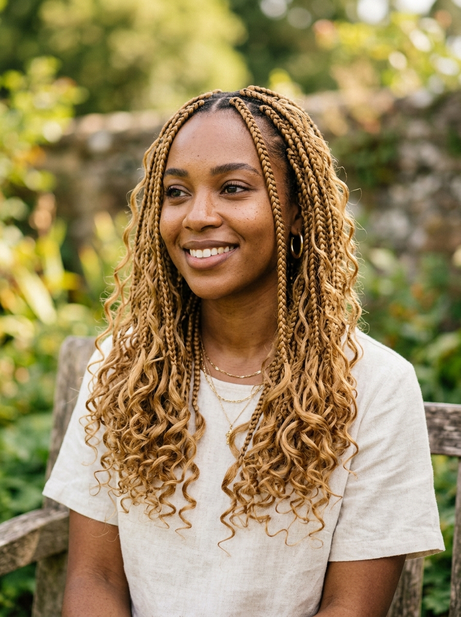 27 honey blonde only boho braids