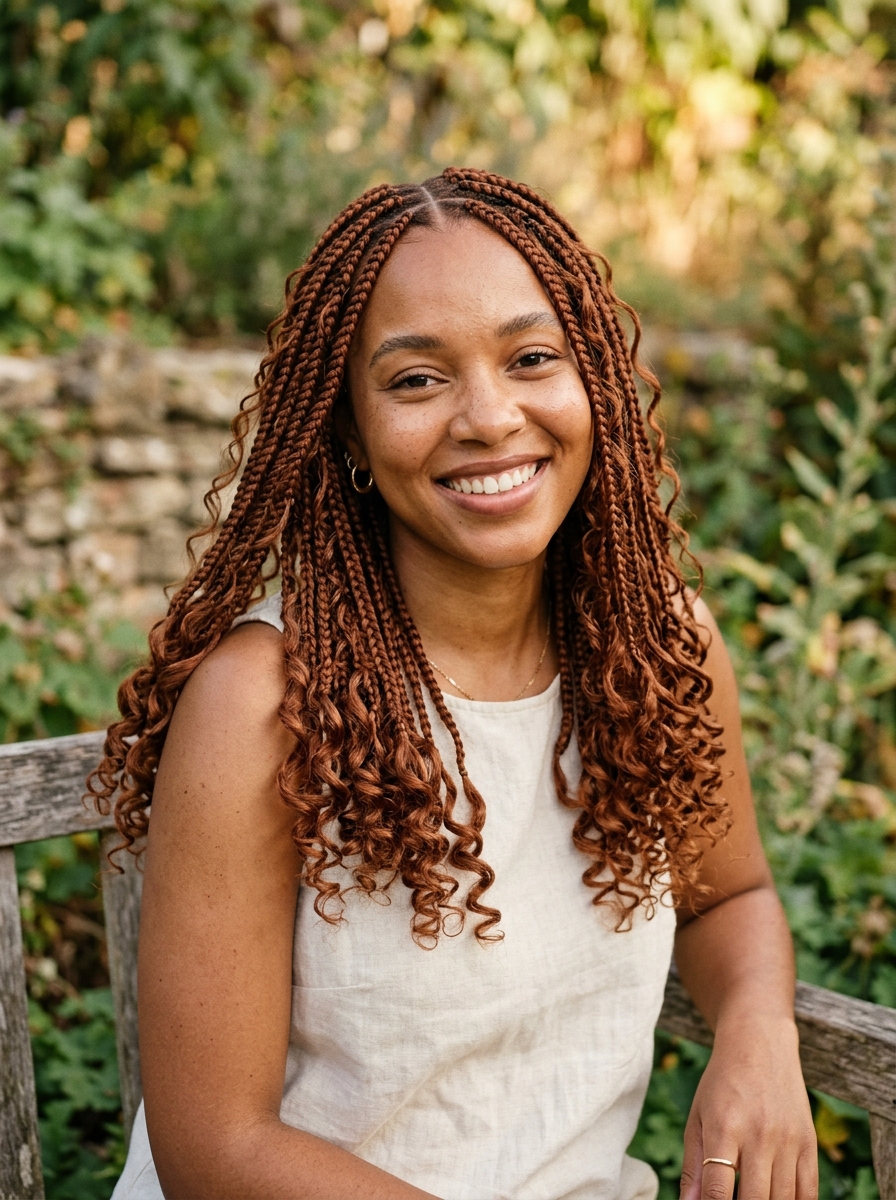 Cinnamon brown boho braids