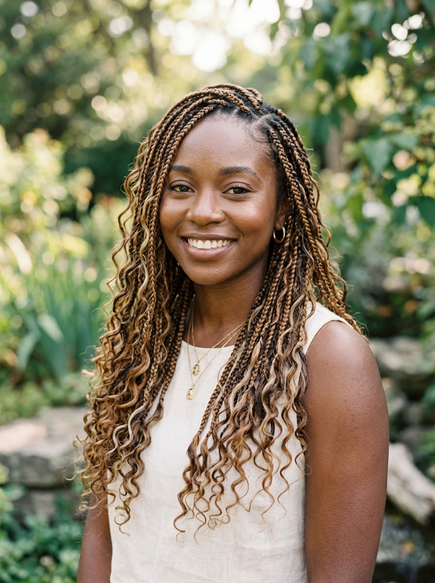 Multi-tonal caramel boho braids