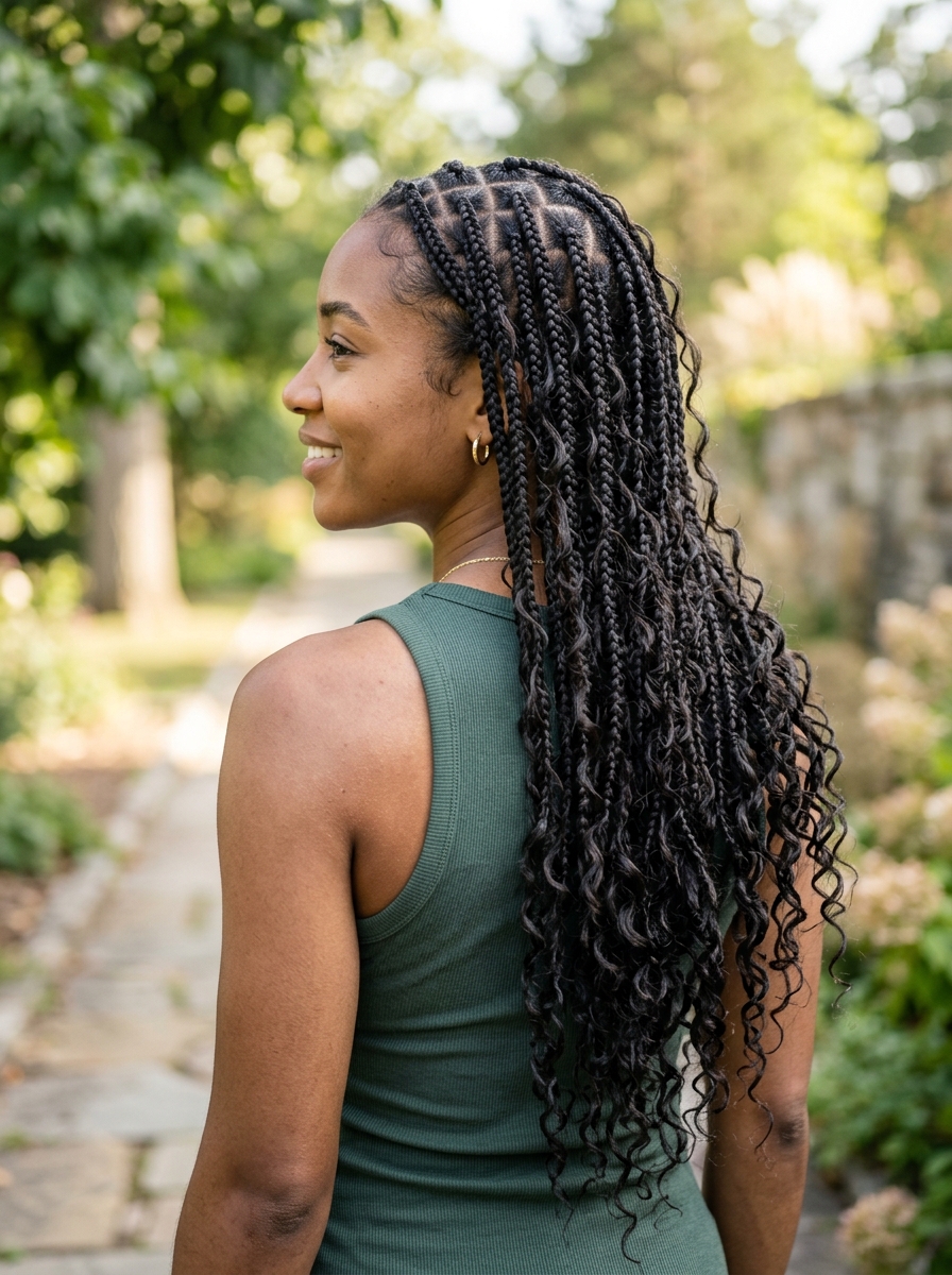 Mid-back length boho braids