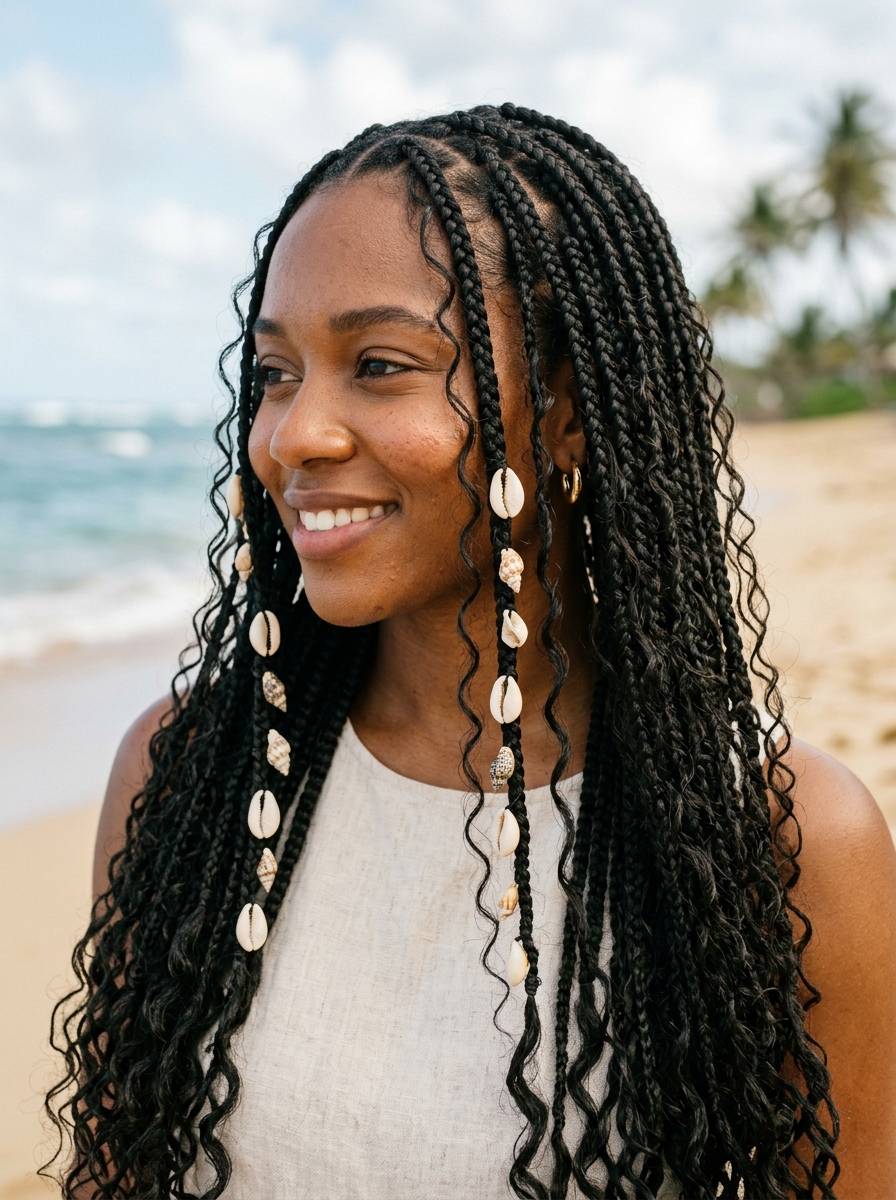 Boho braids with shells
