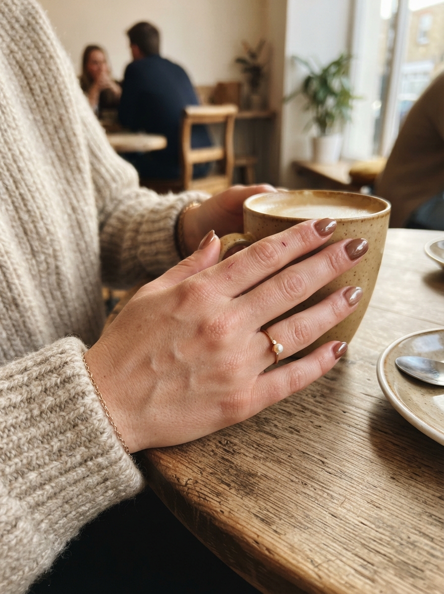 Milk Chocolate Glazed Nails chocolate chrome nails