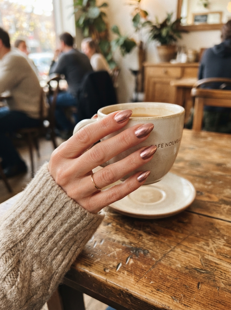 Rose Gold Chocolate Chrome chocolate chrome nails