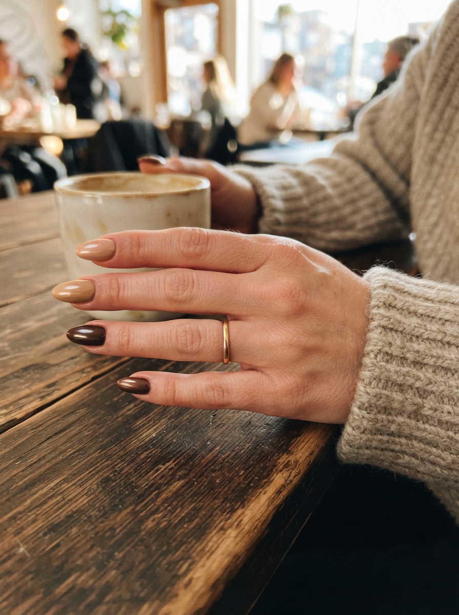 Caramel Chocolate Chrome Gradient chocolate chrome nails