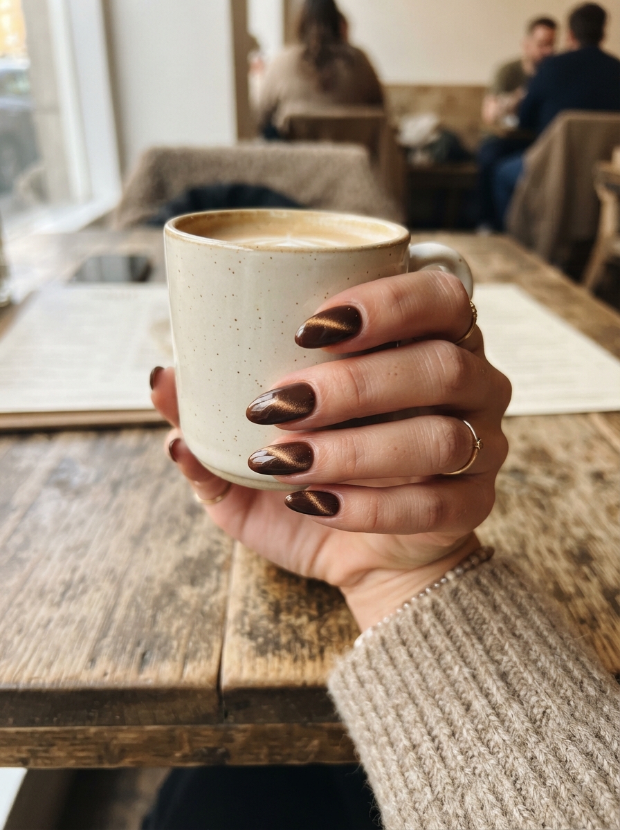 Cat Eye Chocolate Chrome chocolate chrome nails