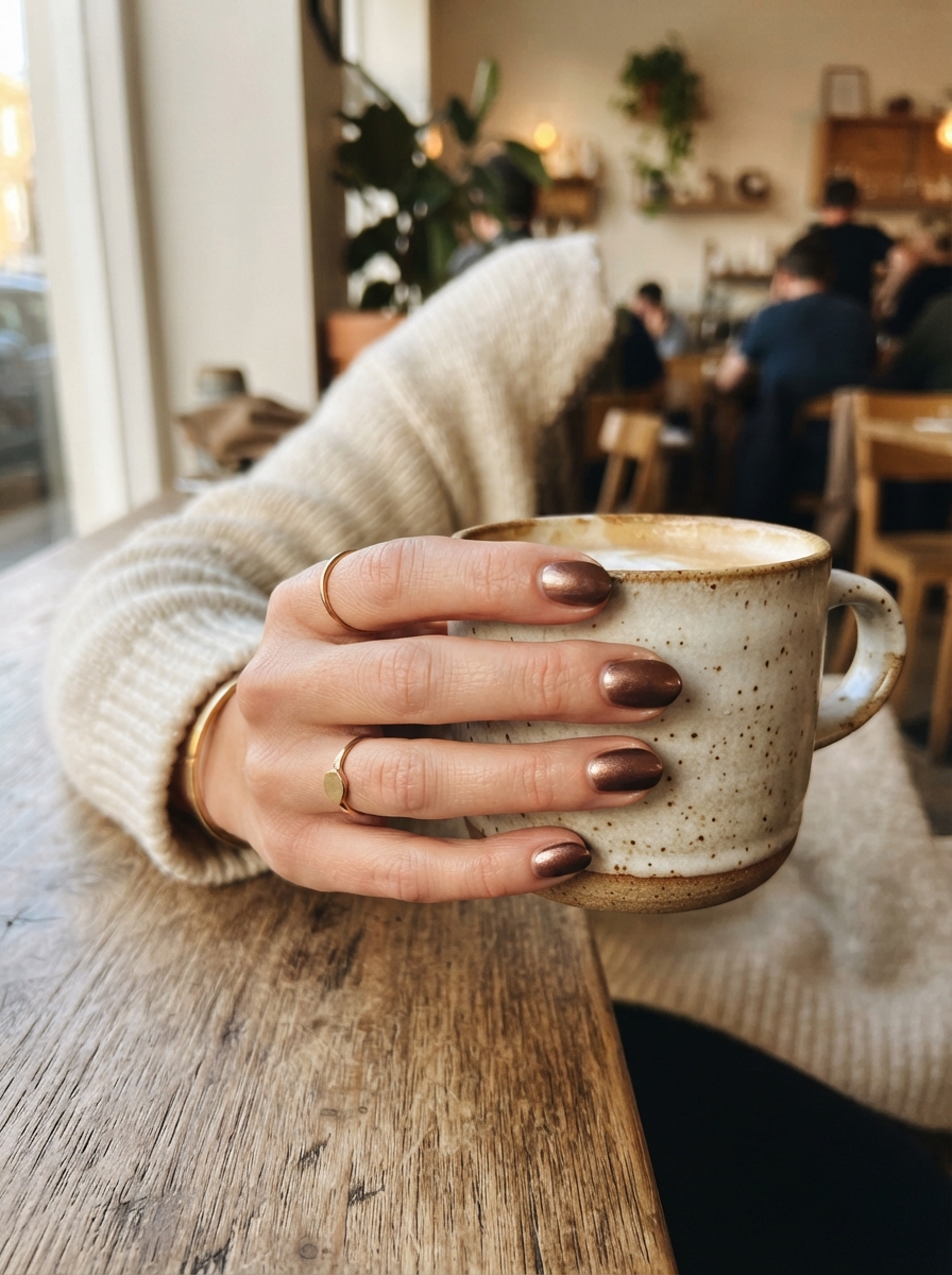 Chocolate Chrome Round Nails chocolate chrome nails
