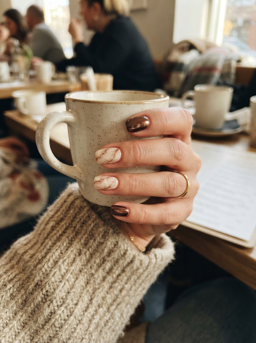 Marble Chocolate Chrome chocolate chrome nails
