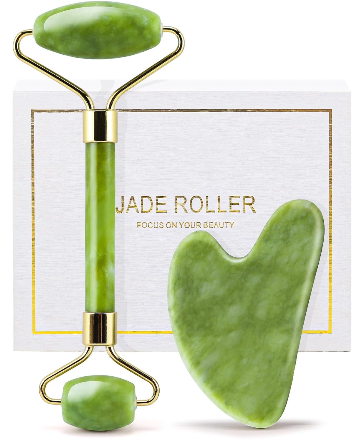 Jade Roller and Gua Sha Facial Tool Set