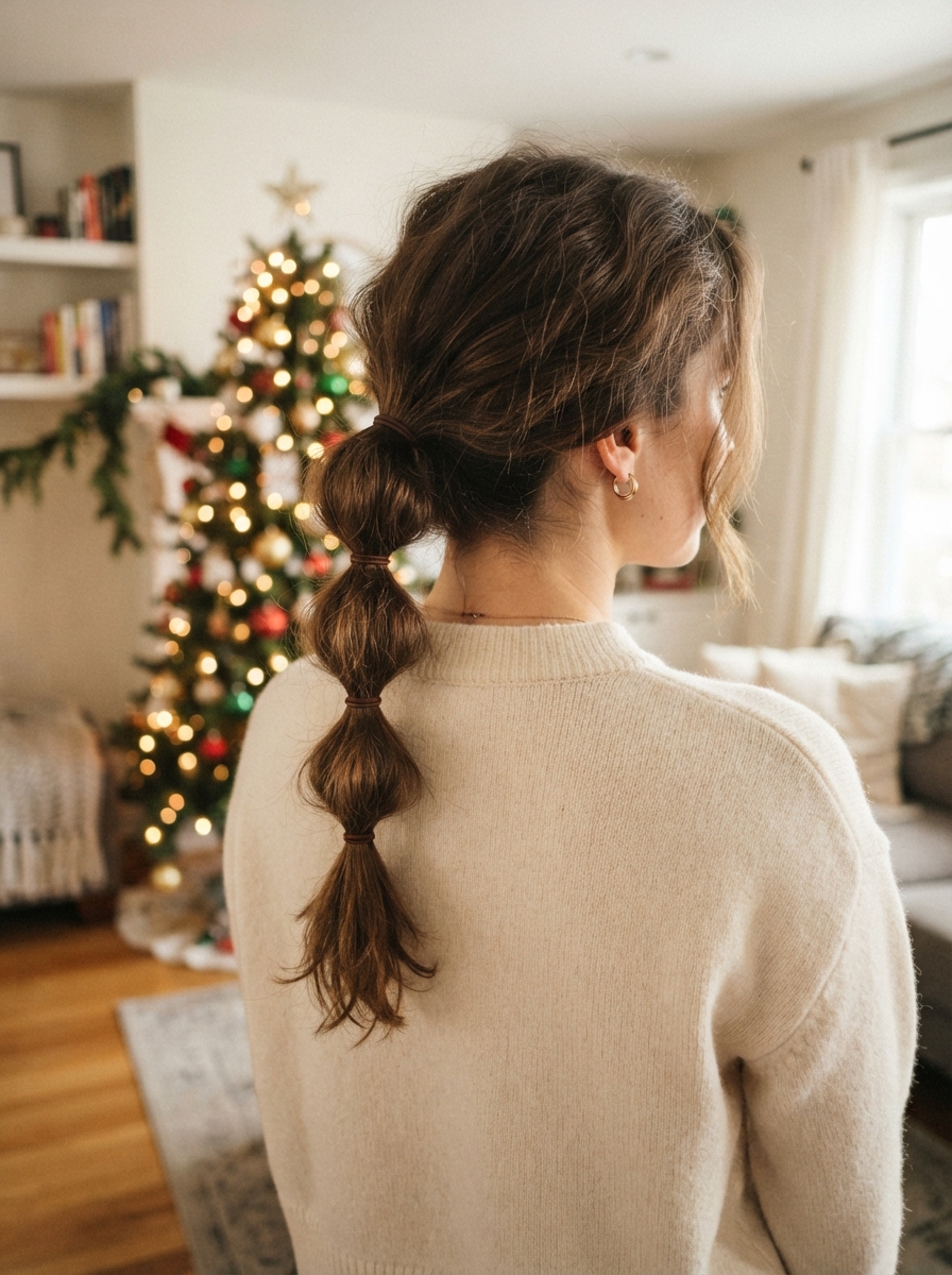 Bubble ponytail Christmas hairstyle
