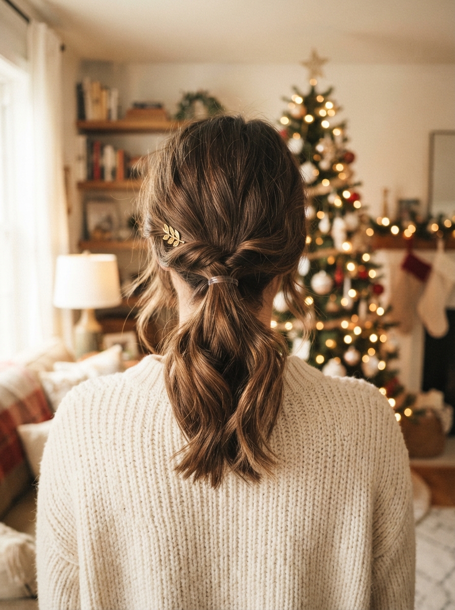 Flipped ponytail Christmas hairstyle