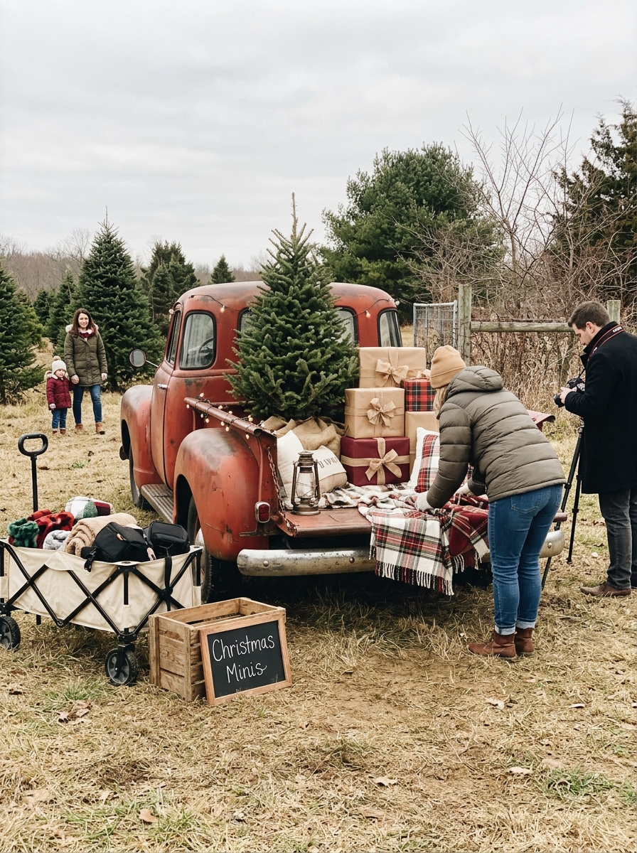 Vintage Red Truck Setup