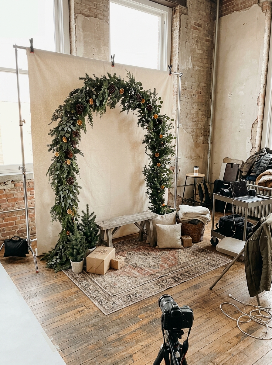 Studio Backdrop With Garland