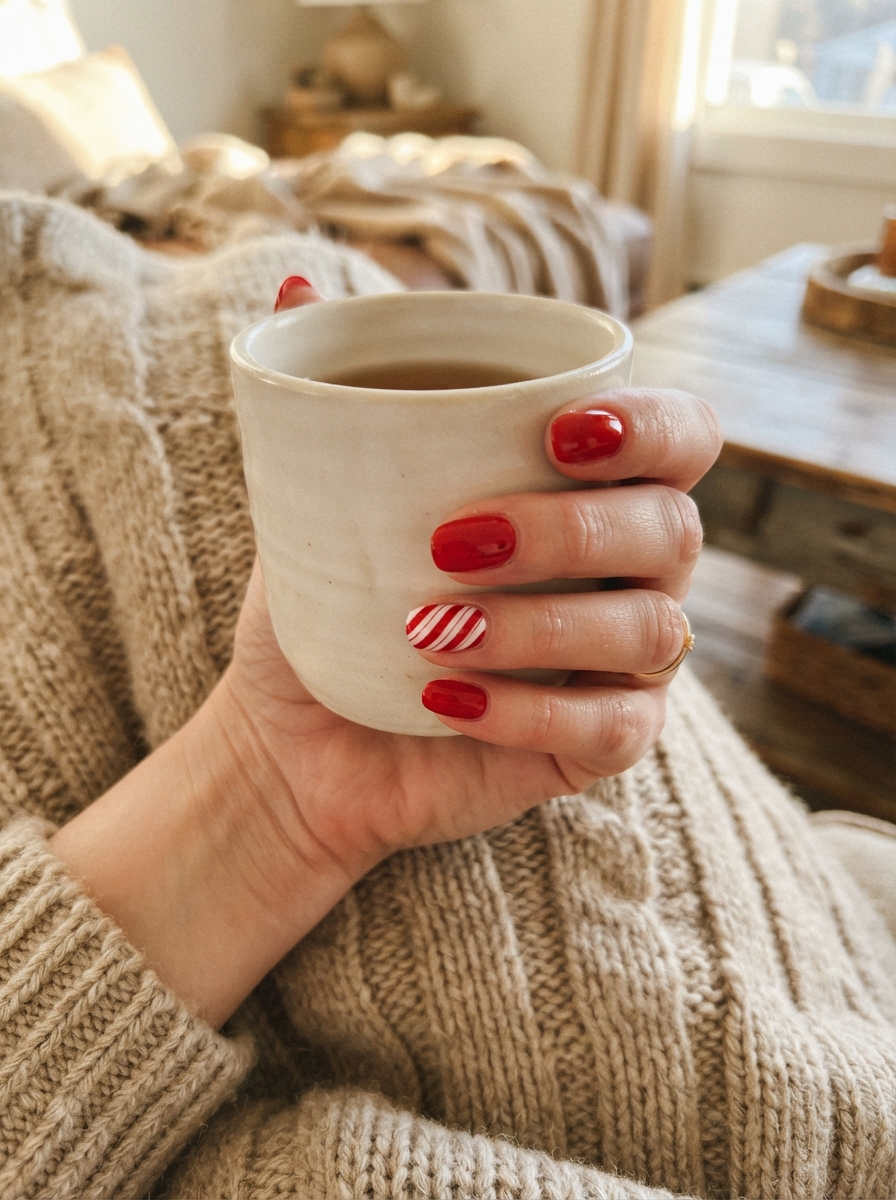 Candy cane stripes Christmas nails