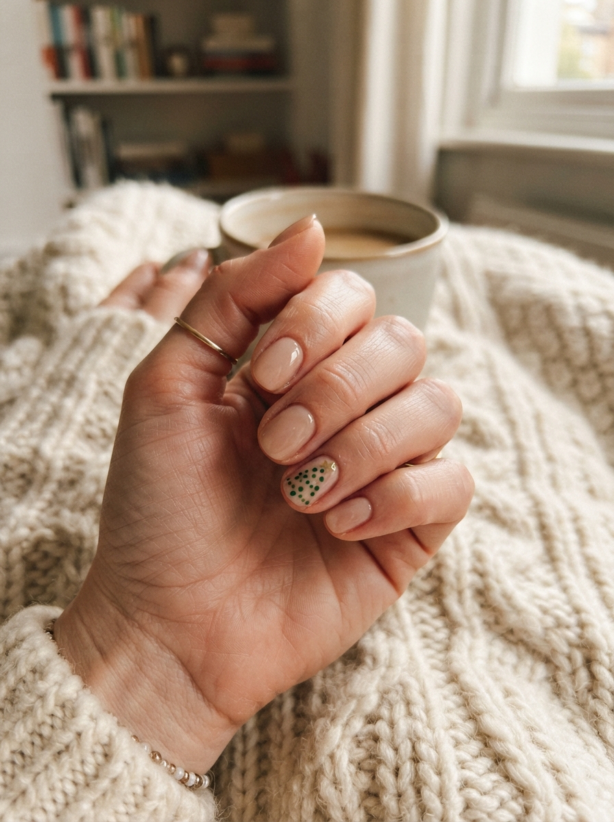 Christmas tree accent Christmas nails