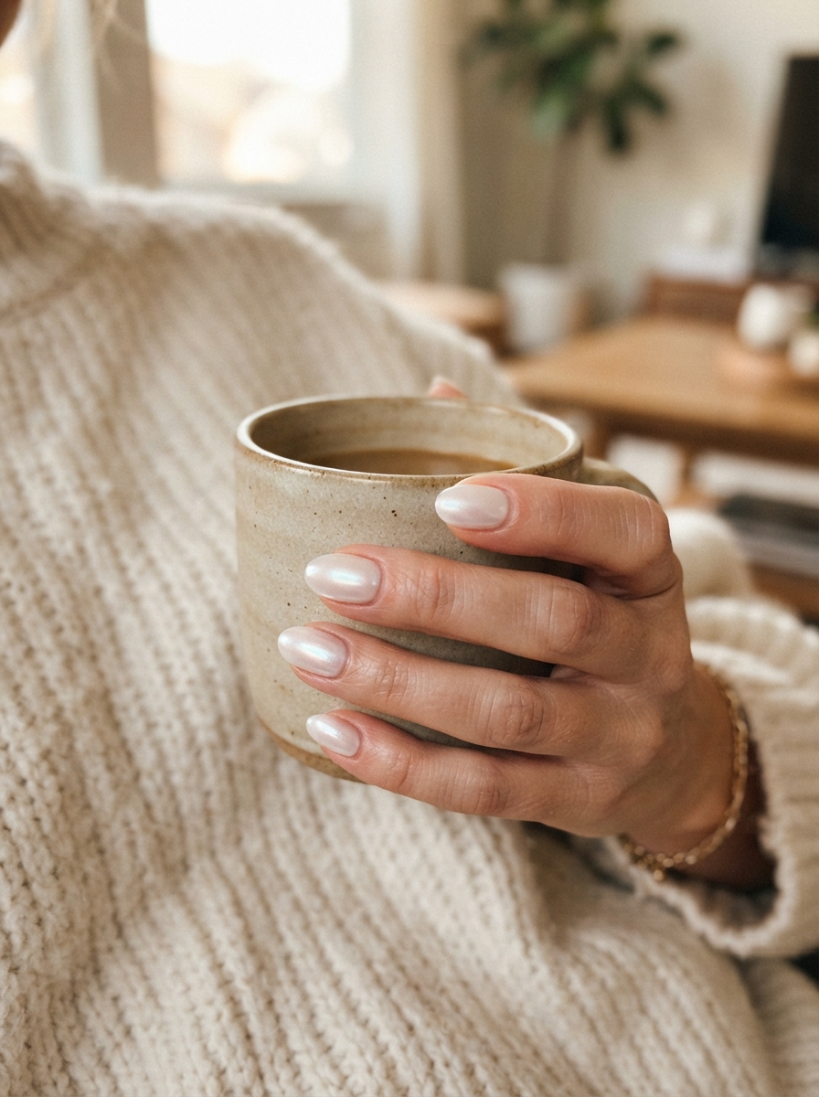 Frosted glazed nails Christmas nails