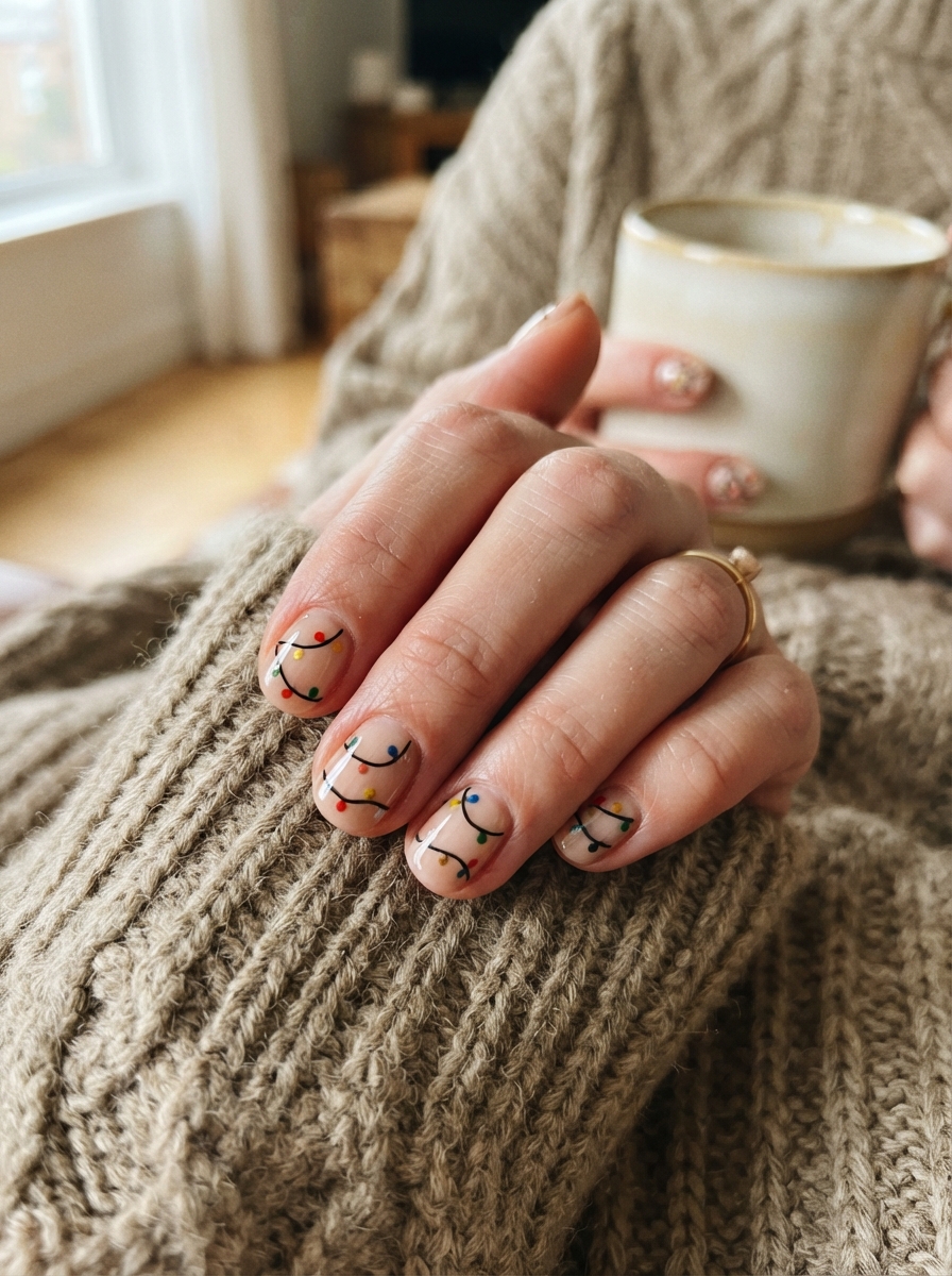 Fairy light nails Christmas nails