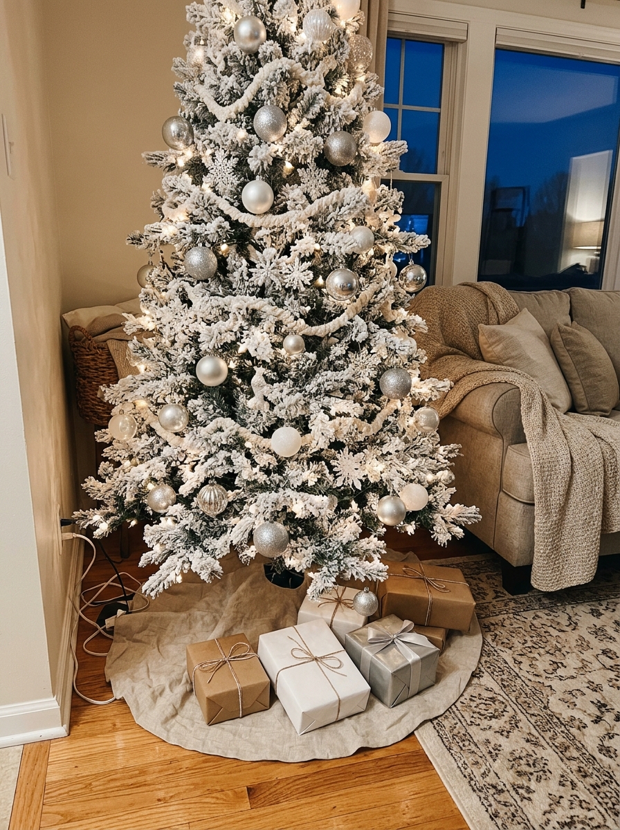 Flocked White Christmas Tree