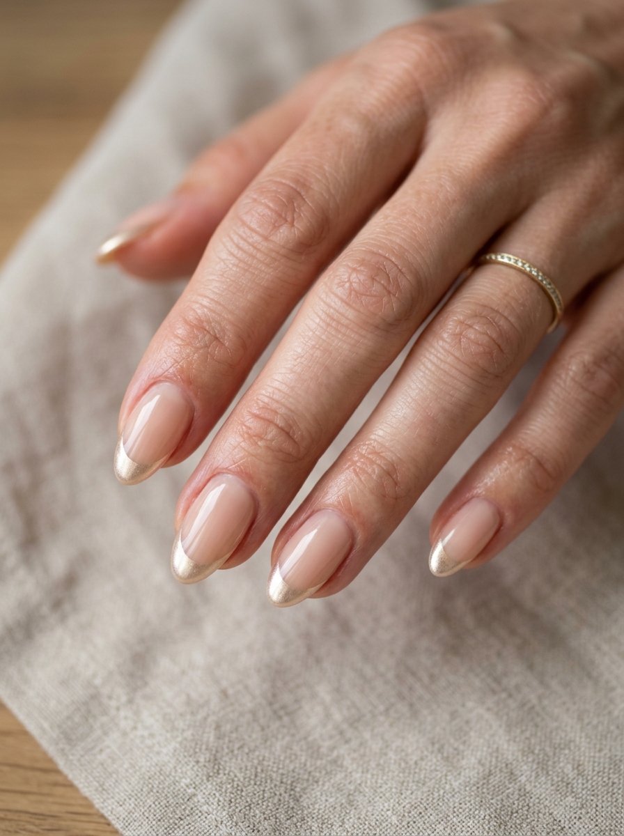 Champagne Chrome French nails - chrome french tip idea