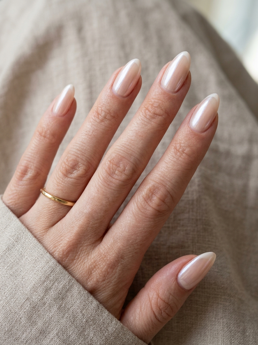 Glazed Donut French nails - chrome french tip idea
