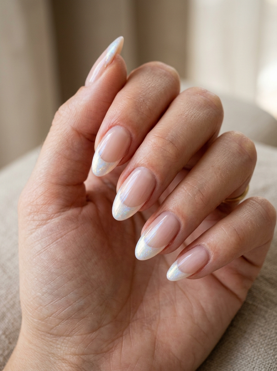 Opal French nails - chrome french tip idea