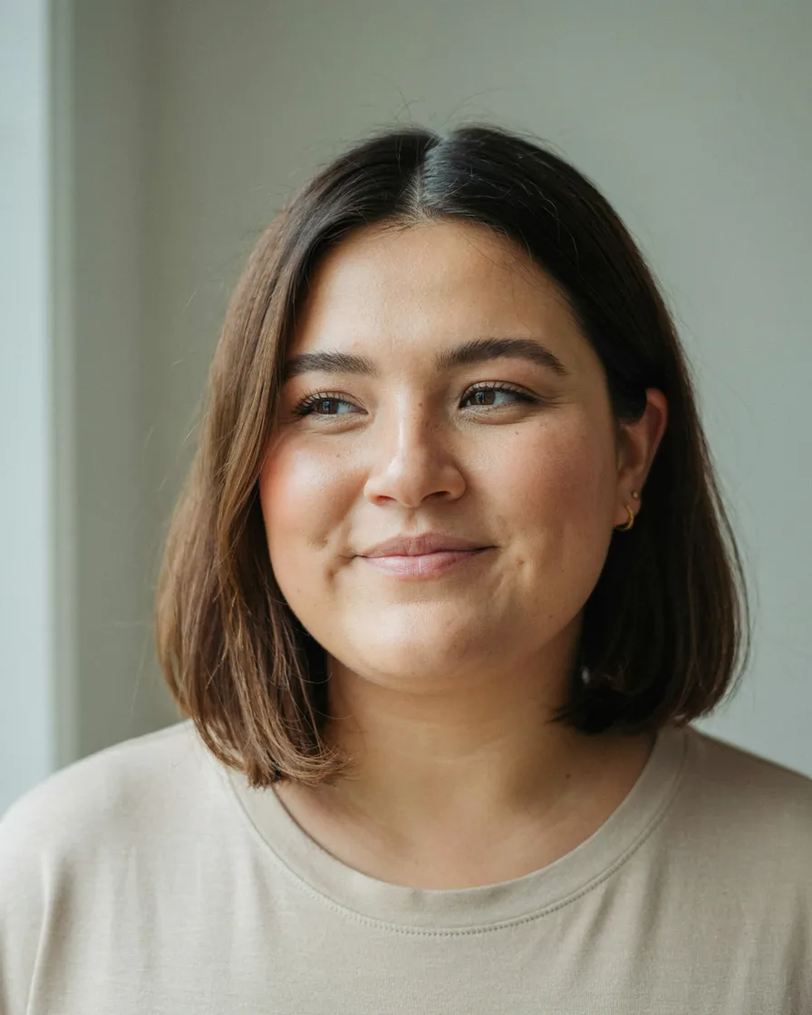 A-Line Bob with Longer Front hairstyle for a chubby face
