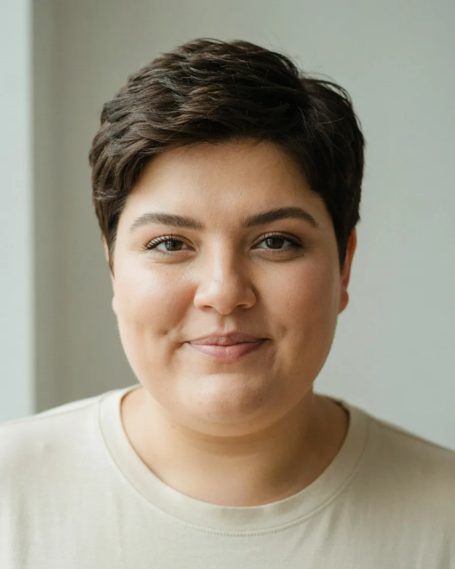 Pixie Cut with Volume on Top hairstyle for a chubby face