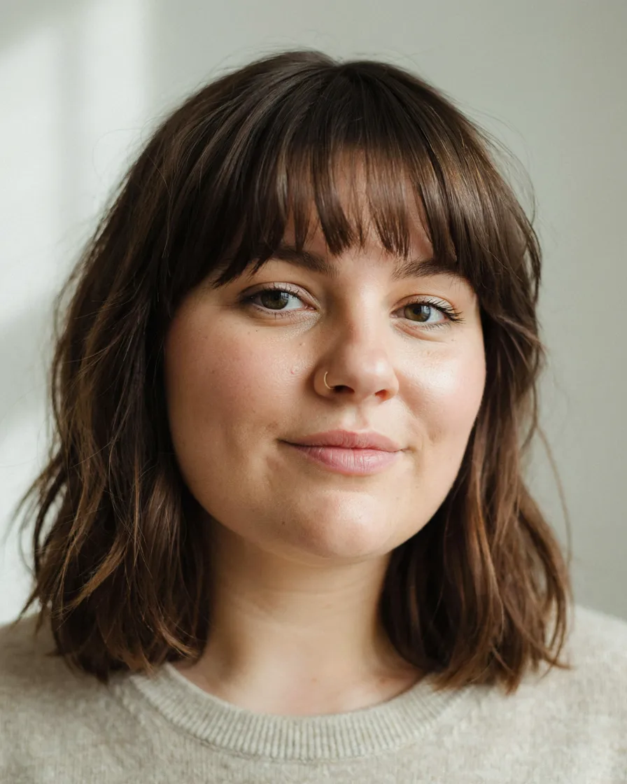 Wolf Cut hairstyle for a chubby face