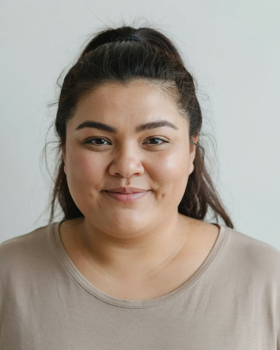 Teased Crown Ponytail hairstyle for a chubby face