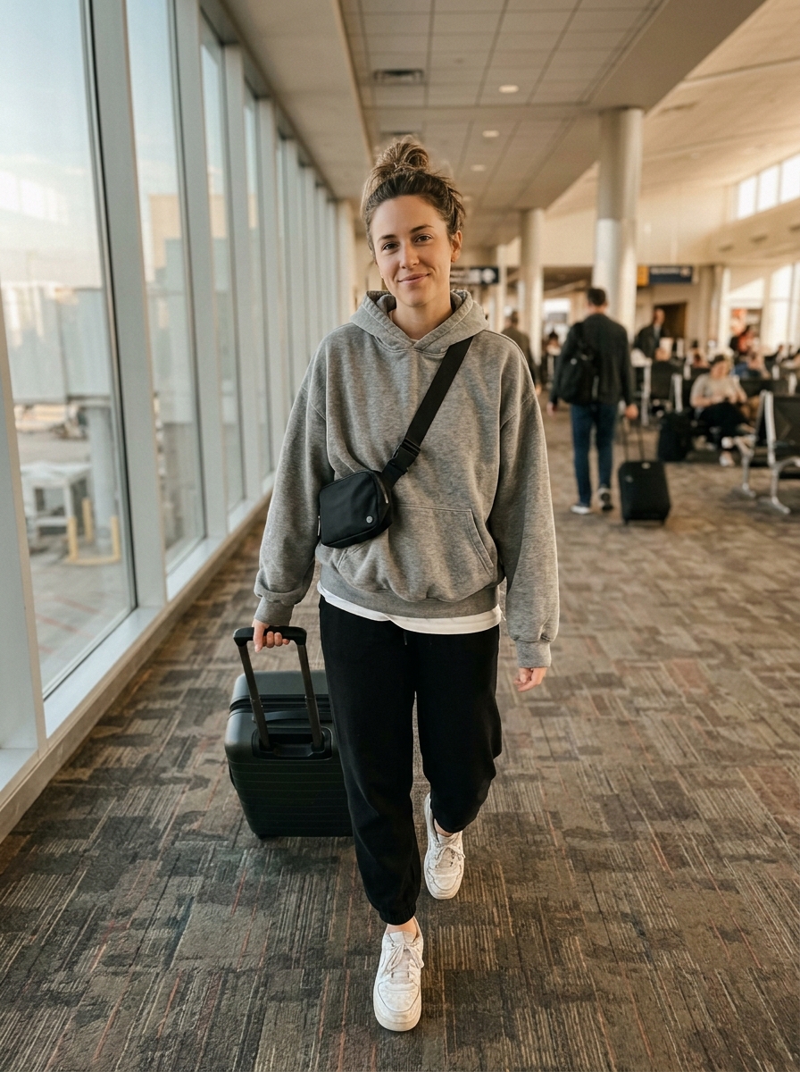 The Hoodie and Joggers Airport Uniform comfy plane outfit