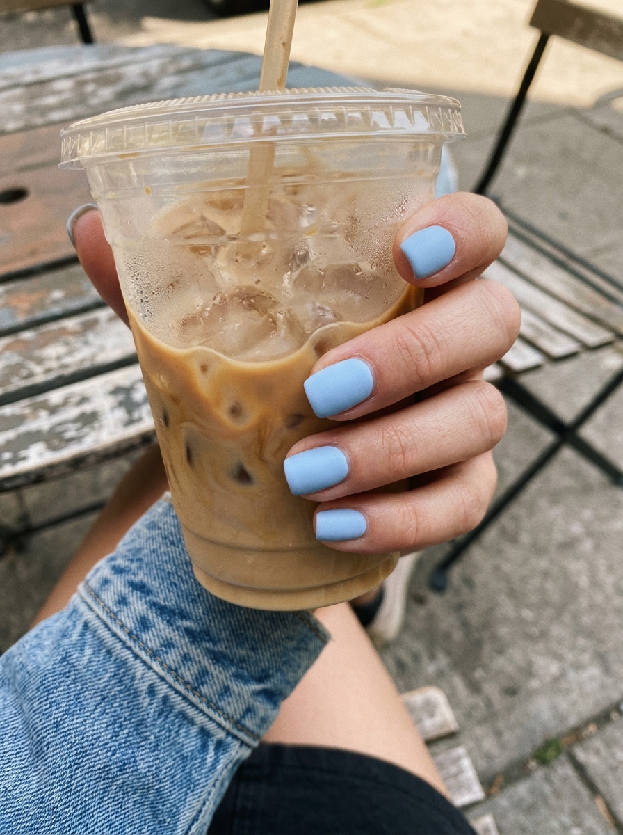 Pastel Blue Matte blue nails