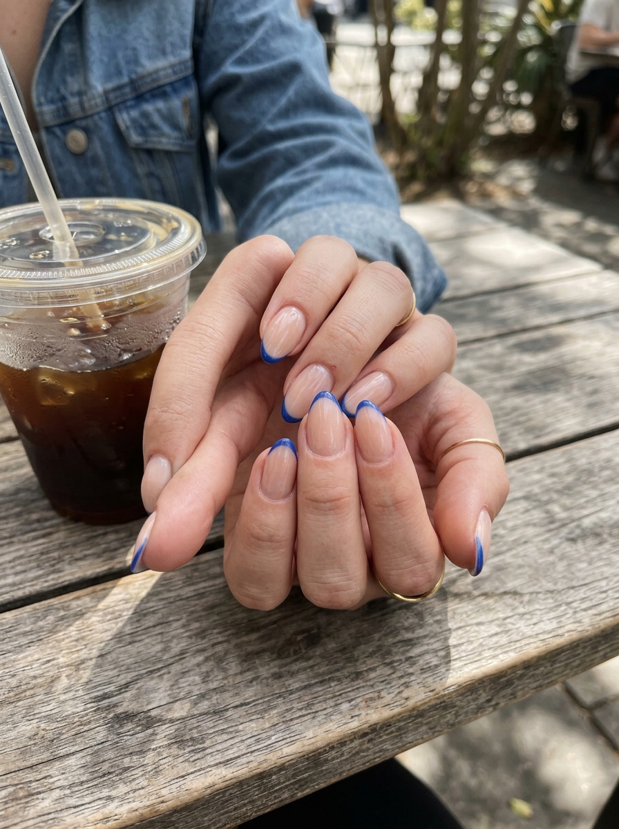 Blue French Tips blue nails
