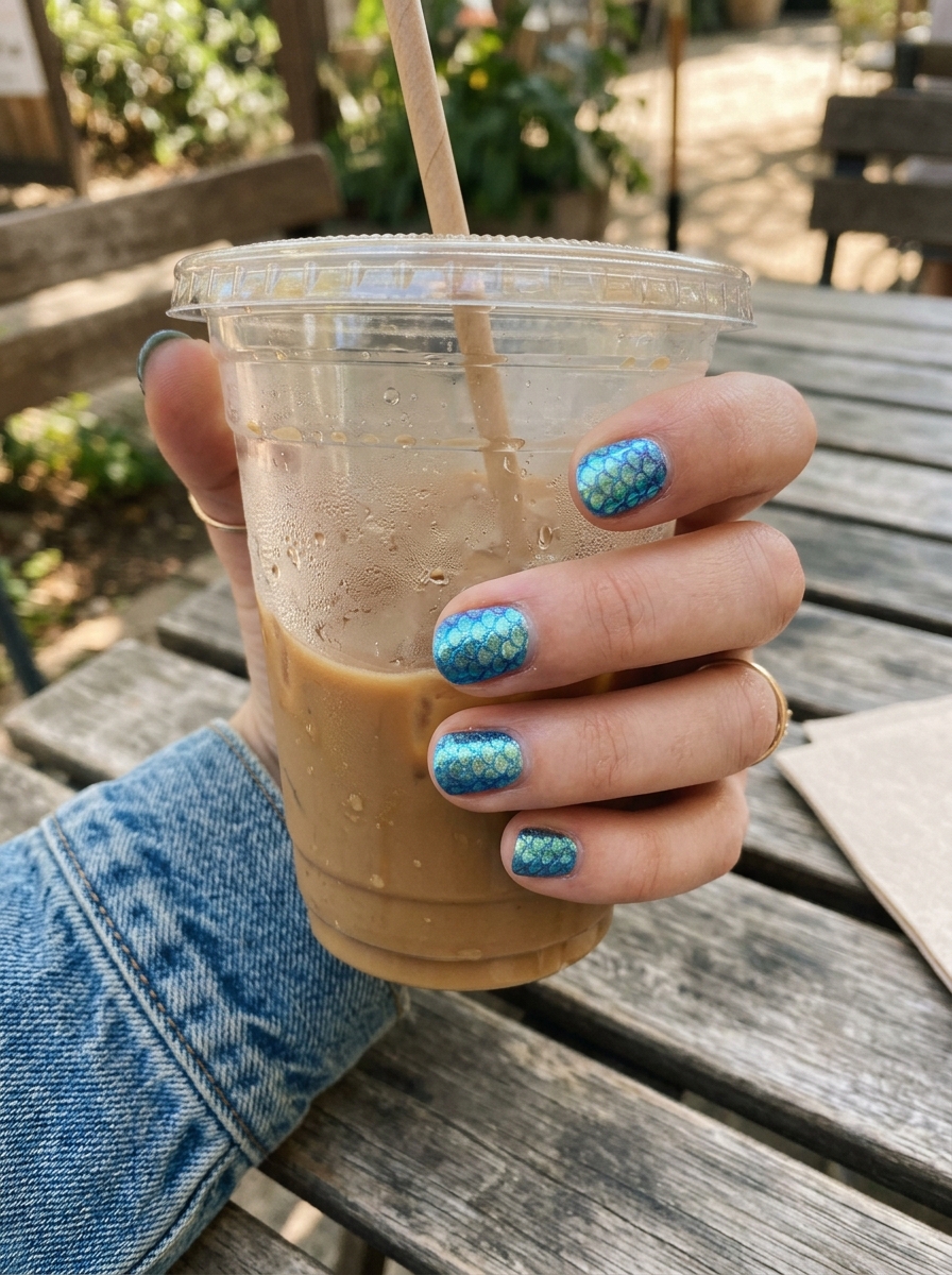 Mermaid Scales blue nails
