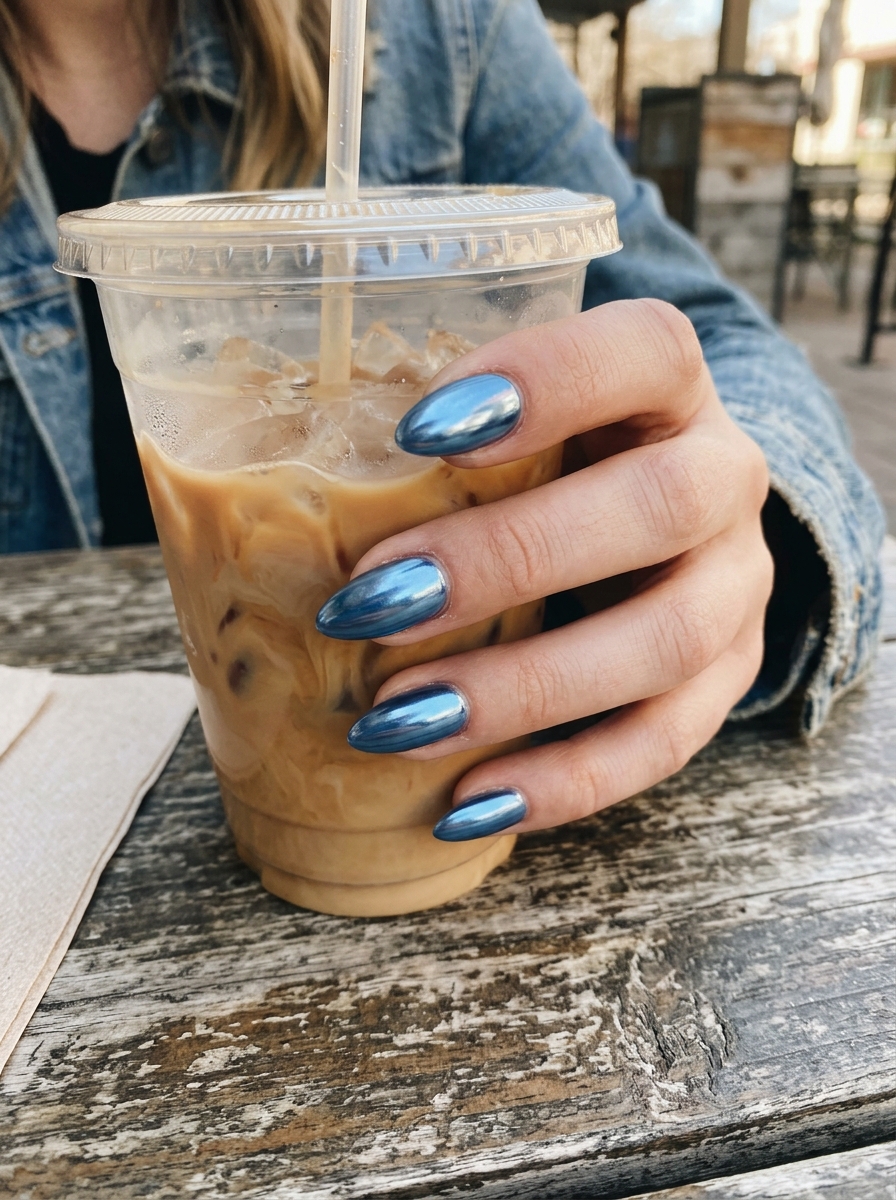 Blue Chrome blue nails